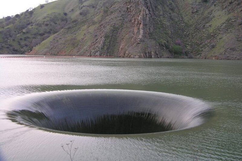 Water vortex at a reservoir