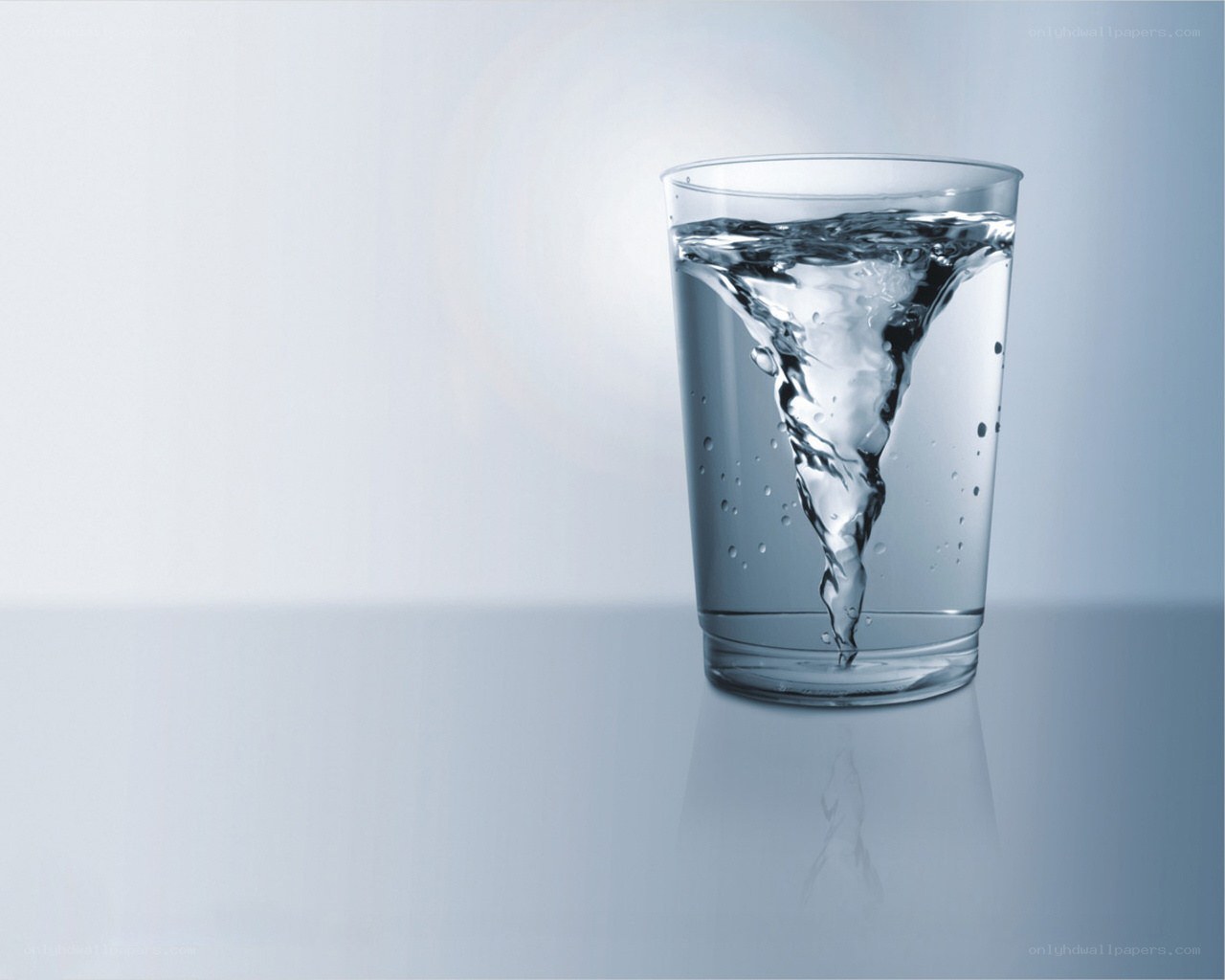 Water vortex in a glass
