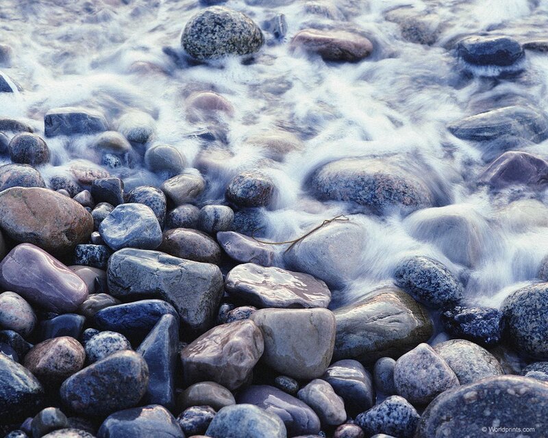 Water washing over smooth stones