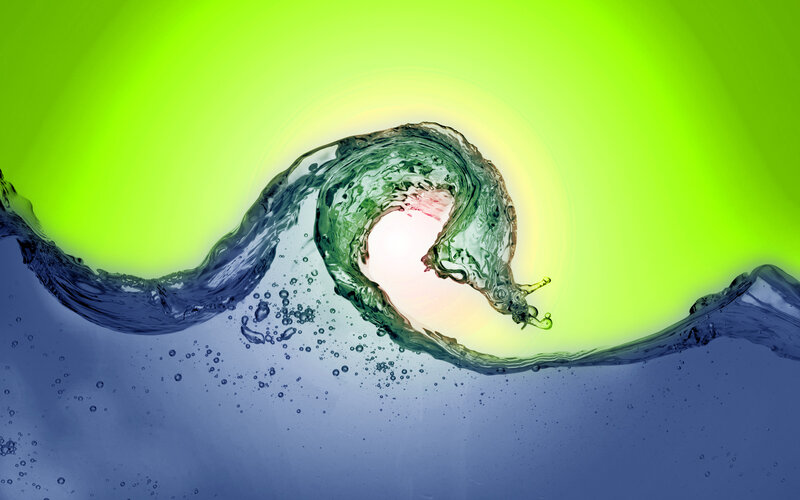 Water wave in motion
