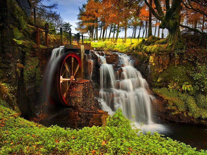 Water Wheel and Waterfall