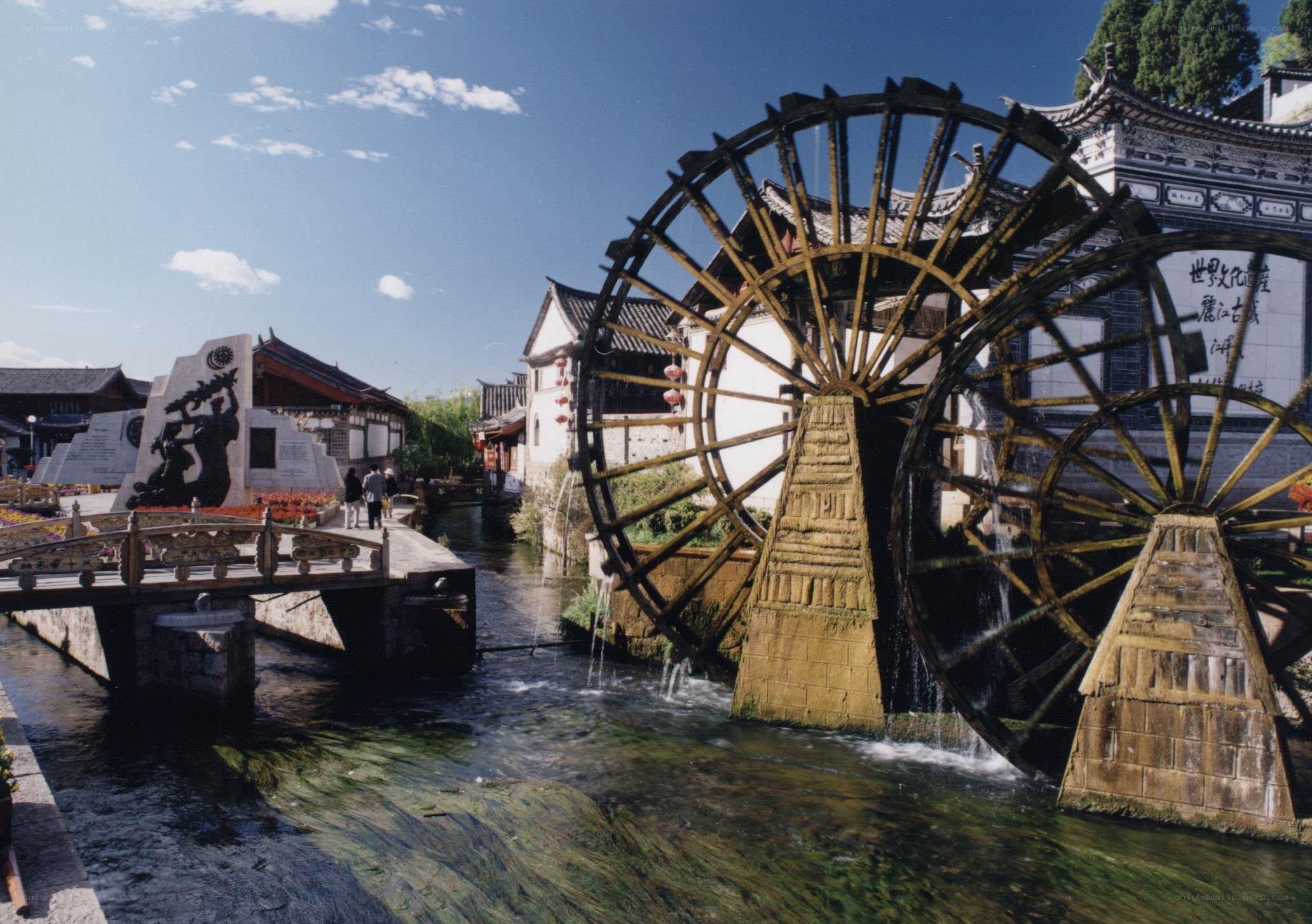 Water wheels in a historic town