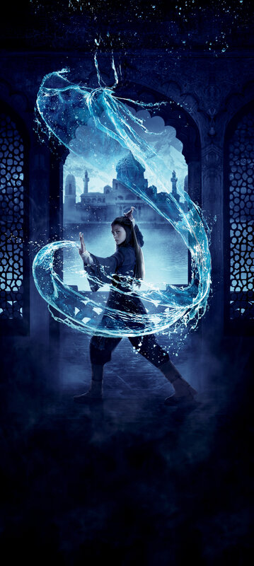 Waterbending warrior in palace