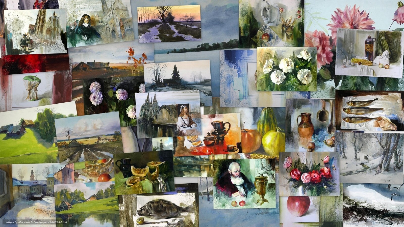 Watercolor art collage