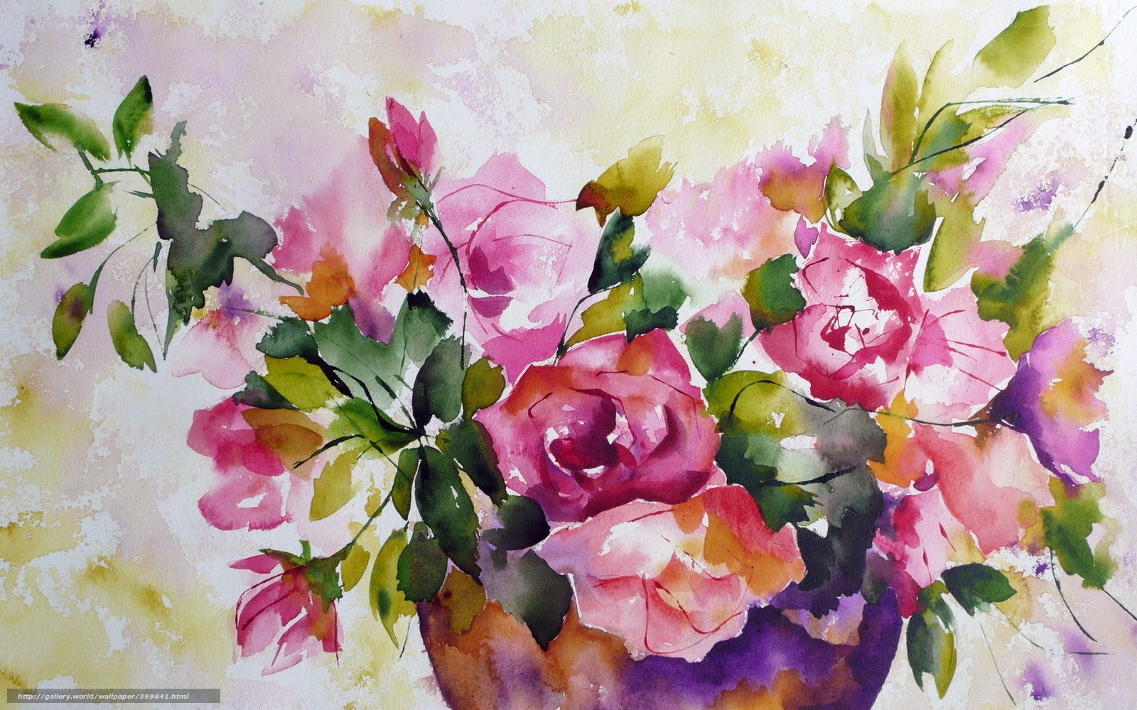 Watercolor bouquet of roses