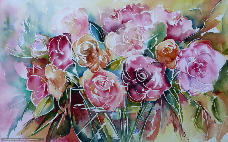 Watercolor bouquet of roses