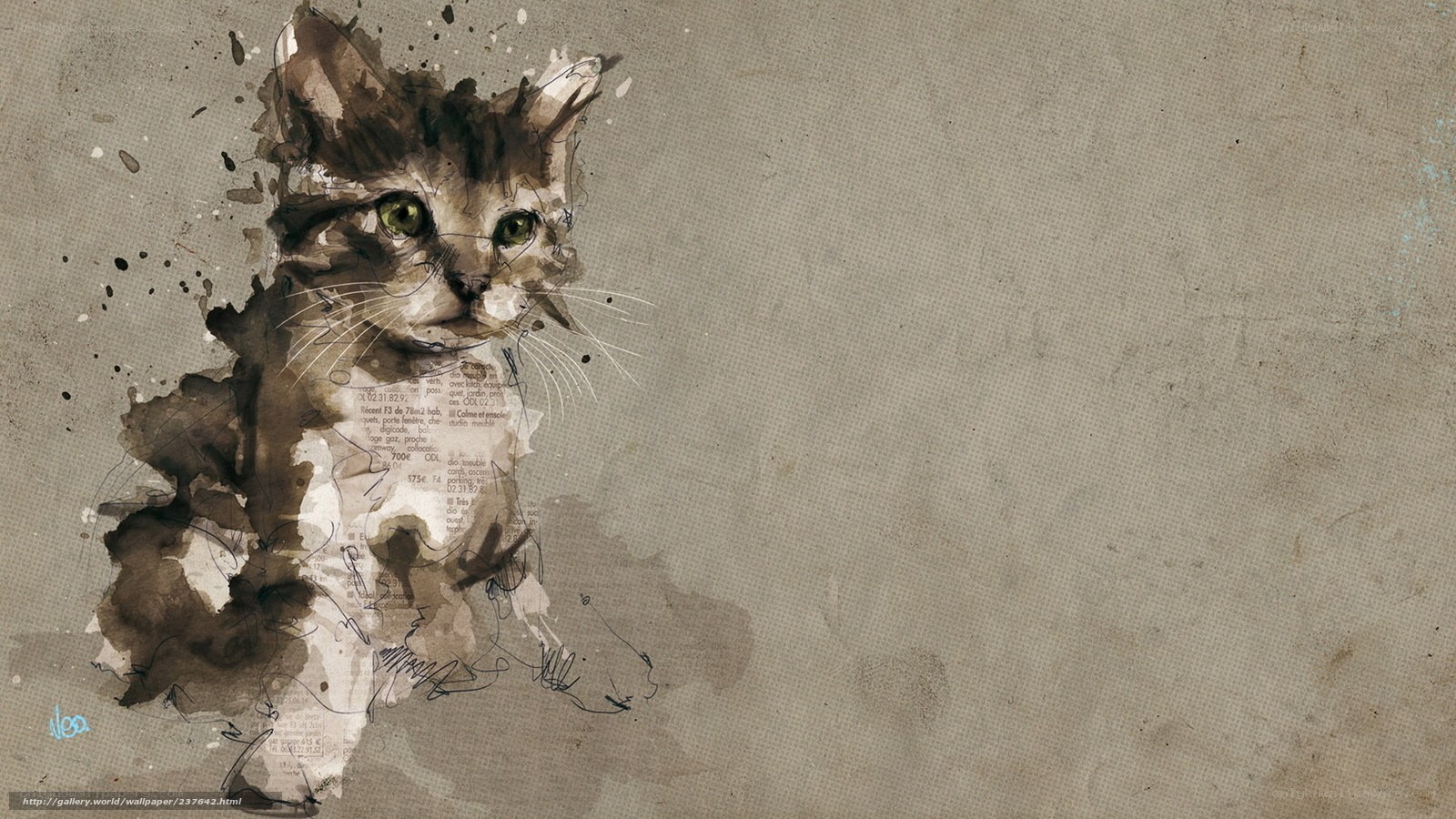Watercolor cat illustration