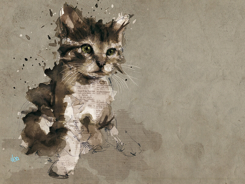 Watercolor cat illustration