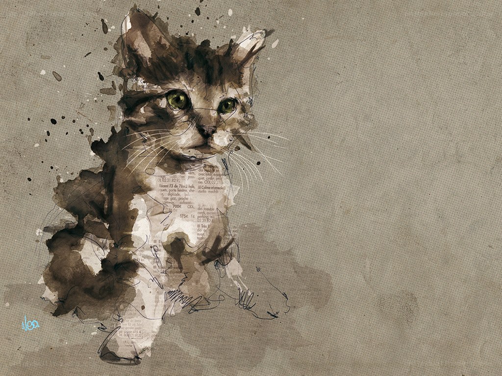Watercolor cat illustration
