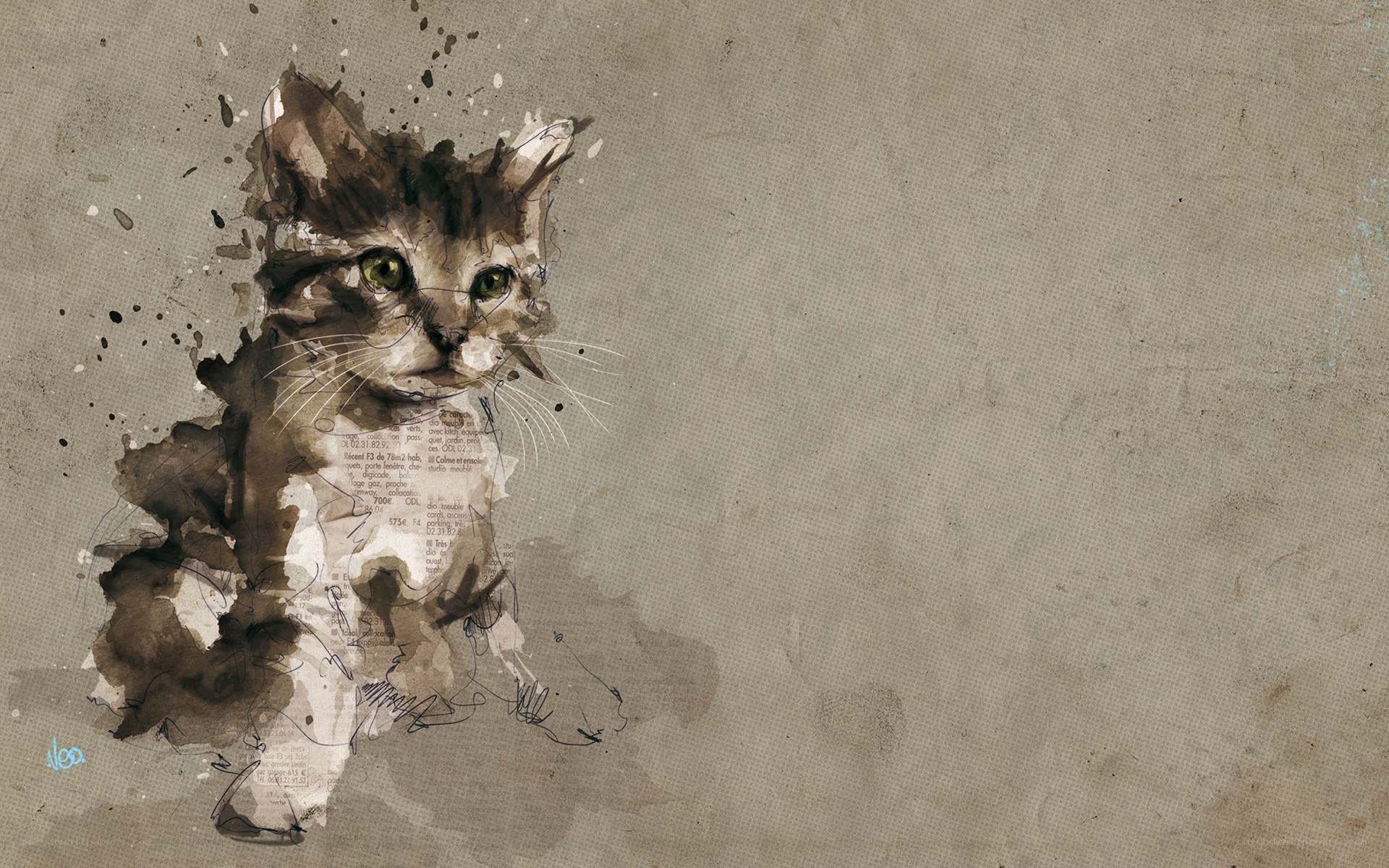 Watercolor cat illustration