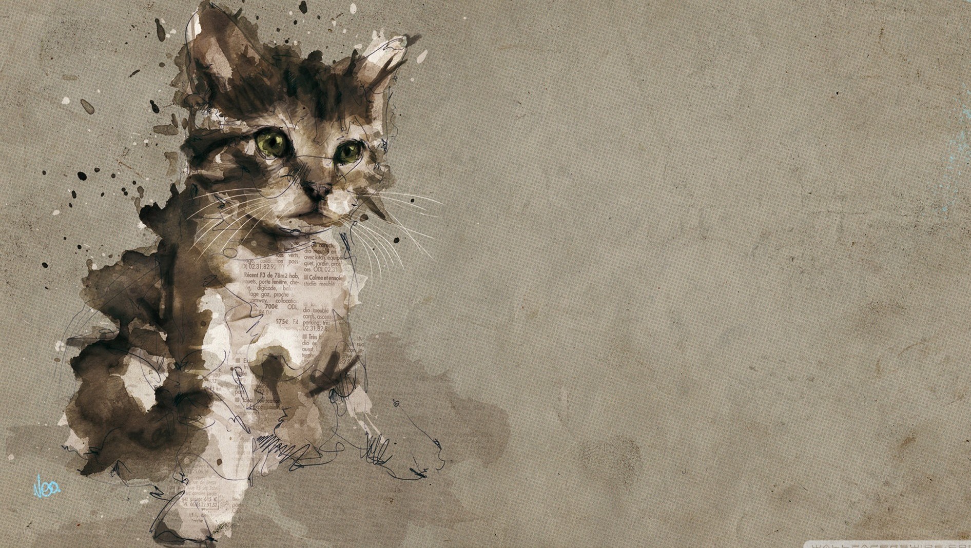 Watercolor cat illustration