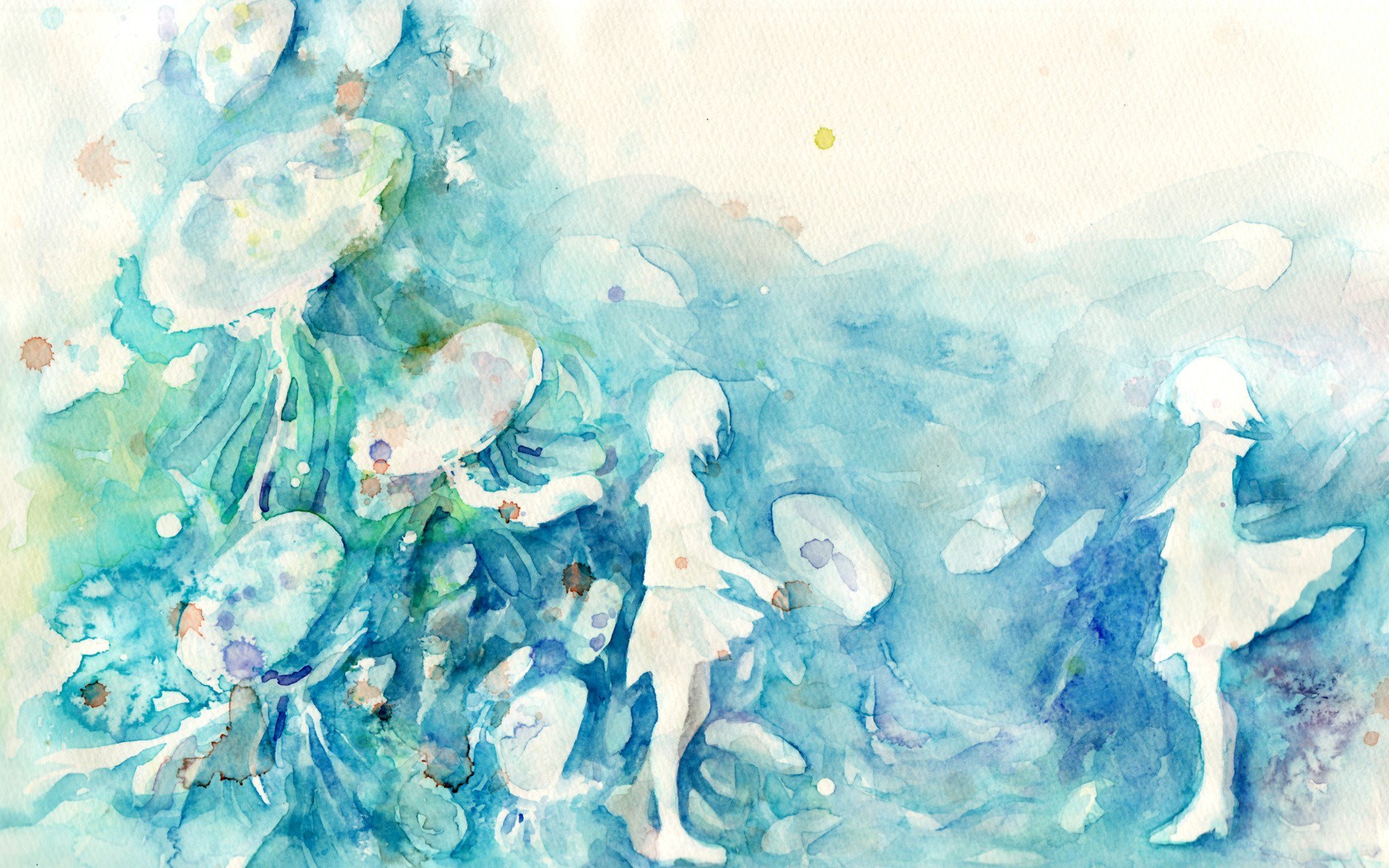 Watercolor children in blue