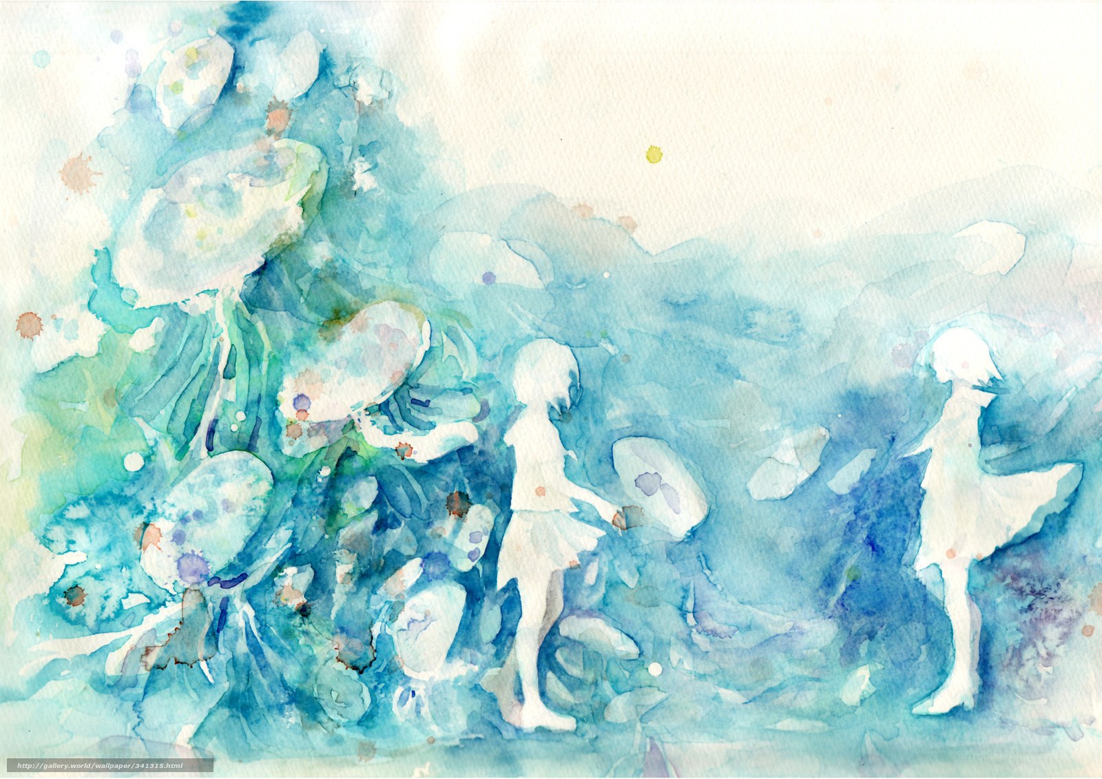 Watercolor children in blue