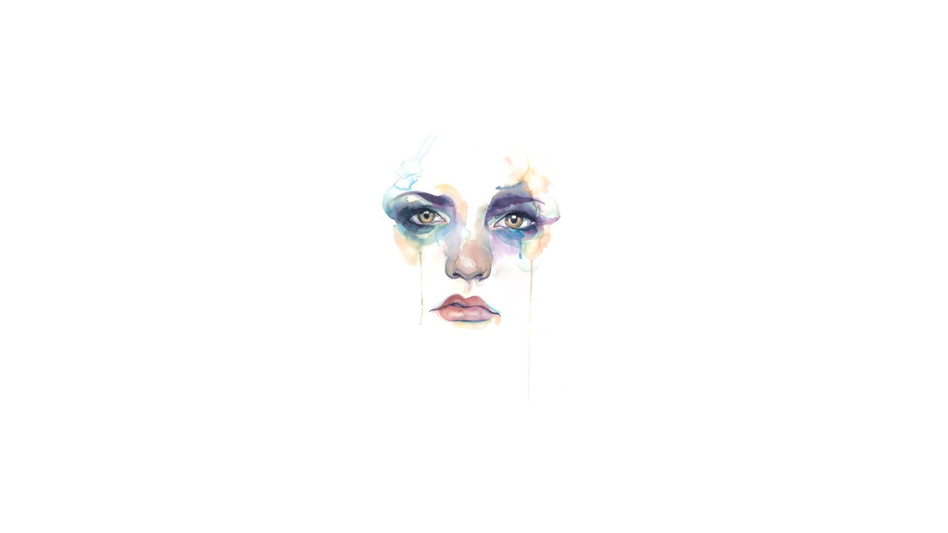 Watercolor face with tears