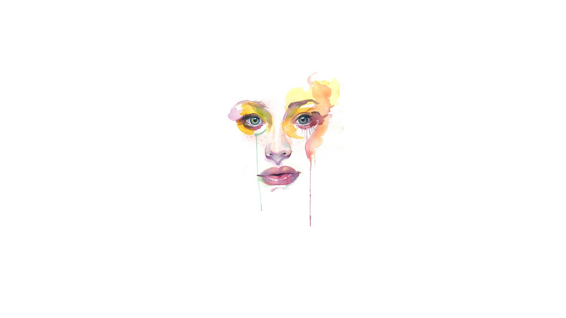 Watercolor face with tears