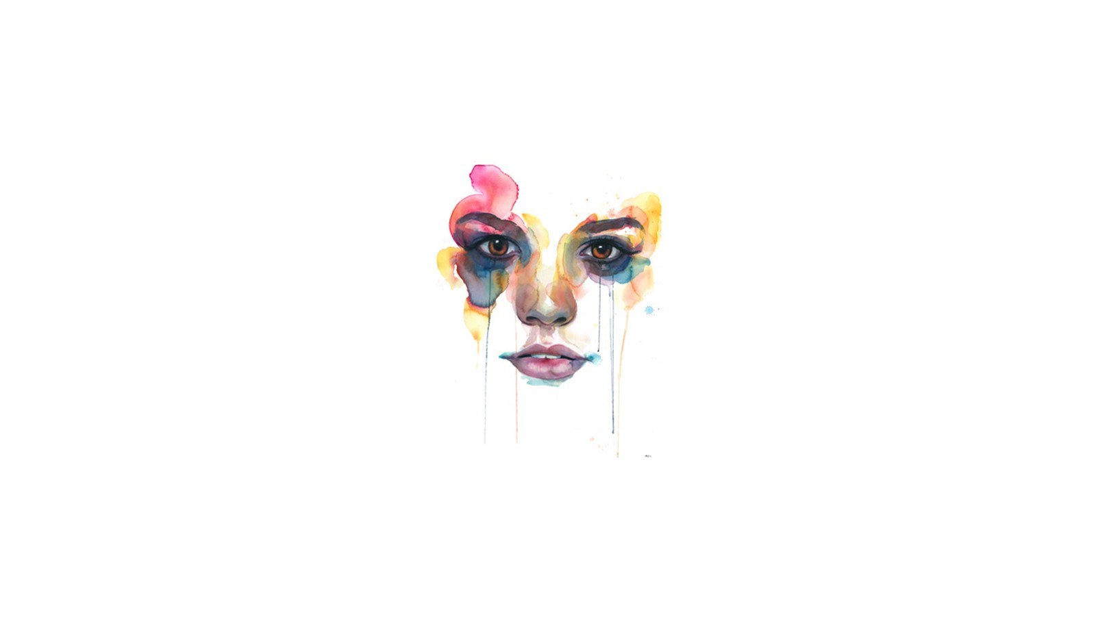 Watercolor face with tears