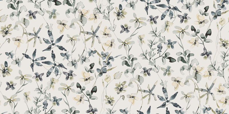Watercolor Floral Pattern — White