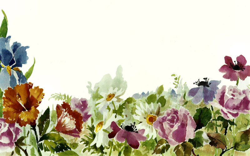 Watercolor Flower Border