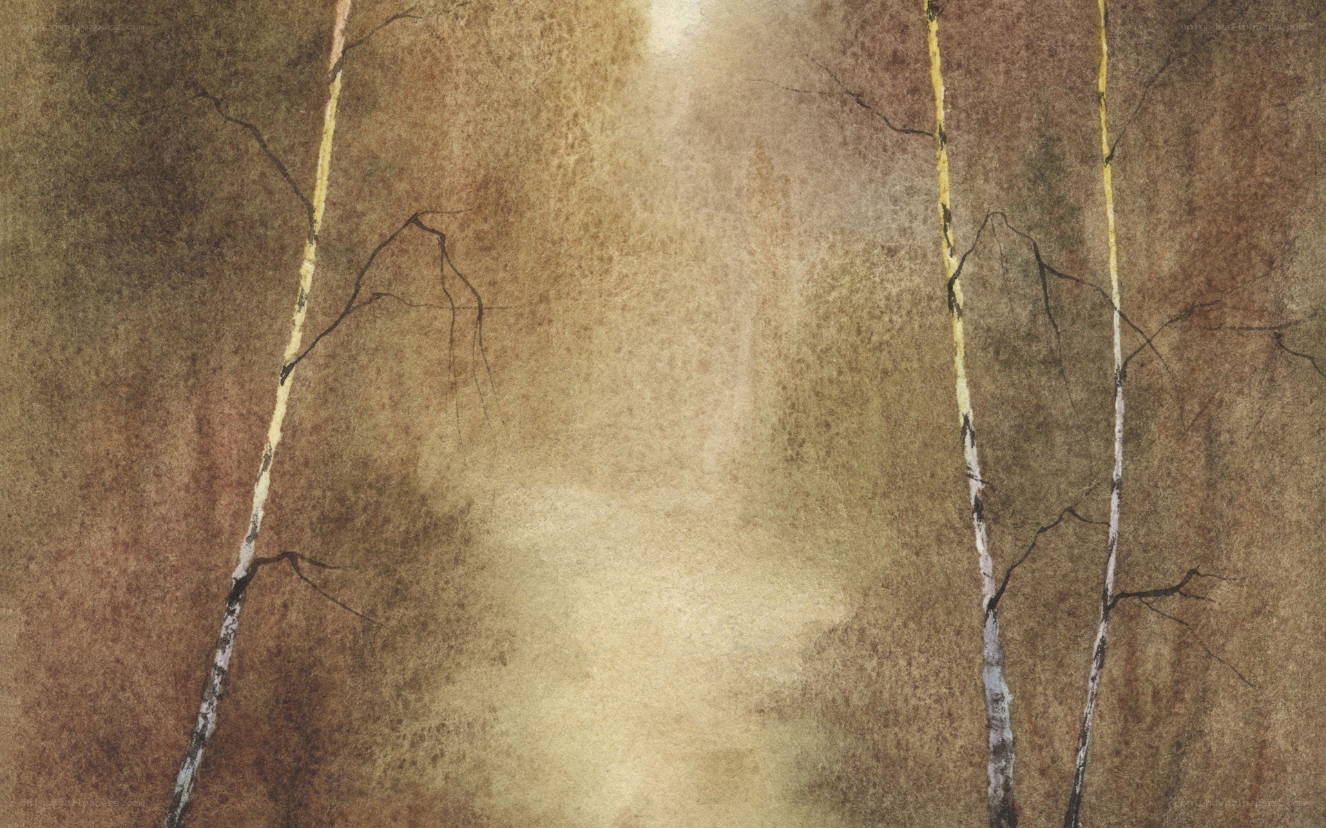 Watercolor forest scene