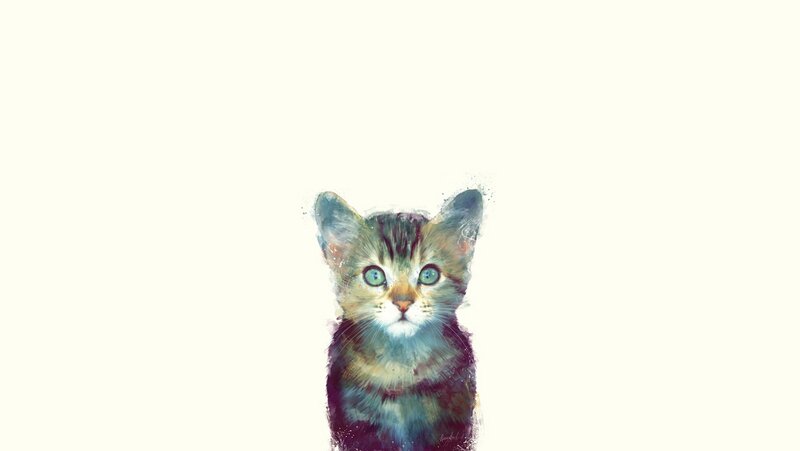 Watercolor kitten portrait