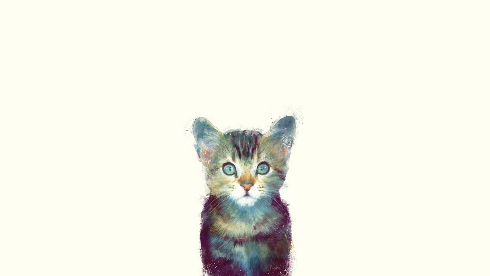 Watercolor kitten portrait