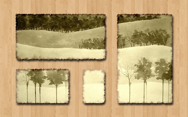 Watercolor landscape art set