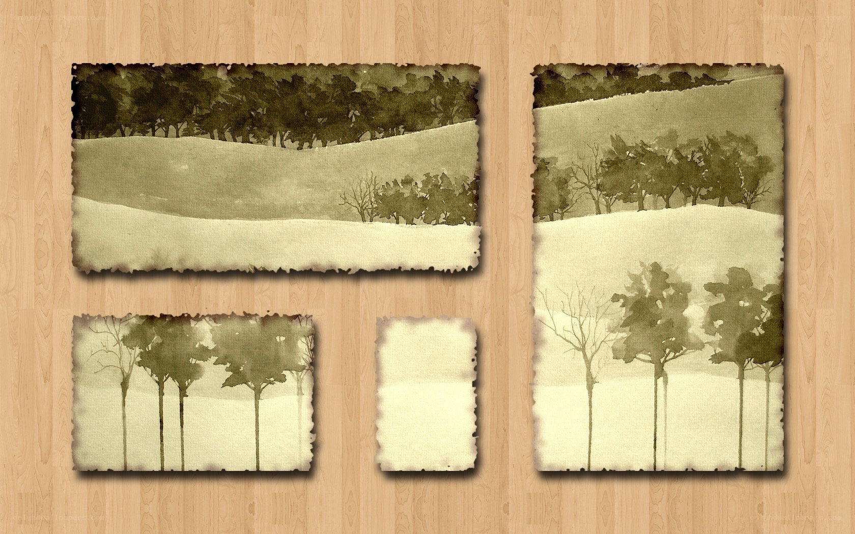 Watercolor landscape art set