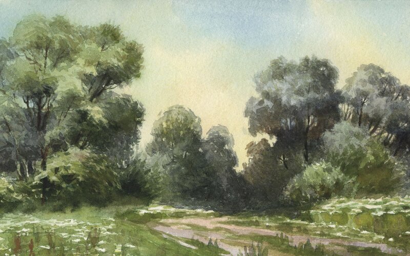 Watercolor landscape painting