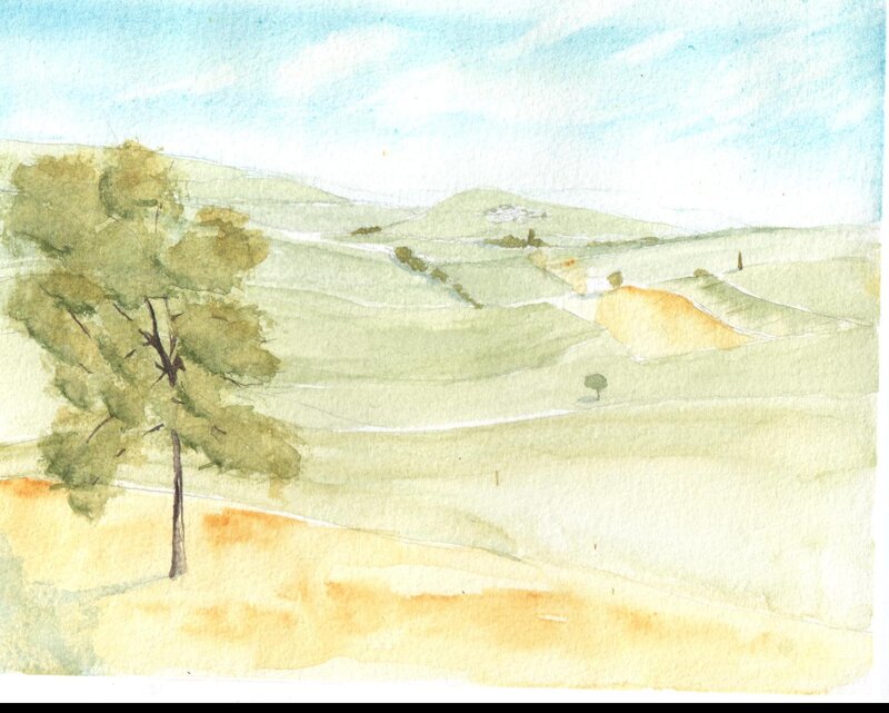 Watercolor landscape painting