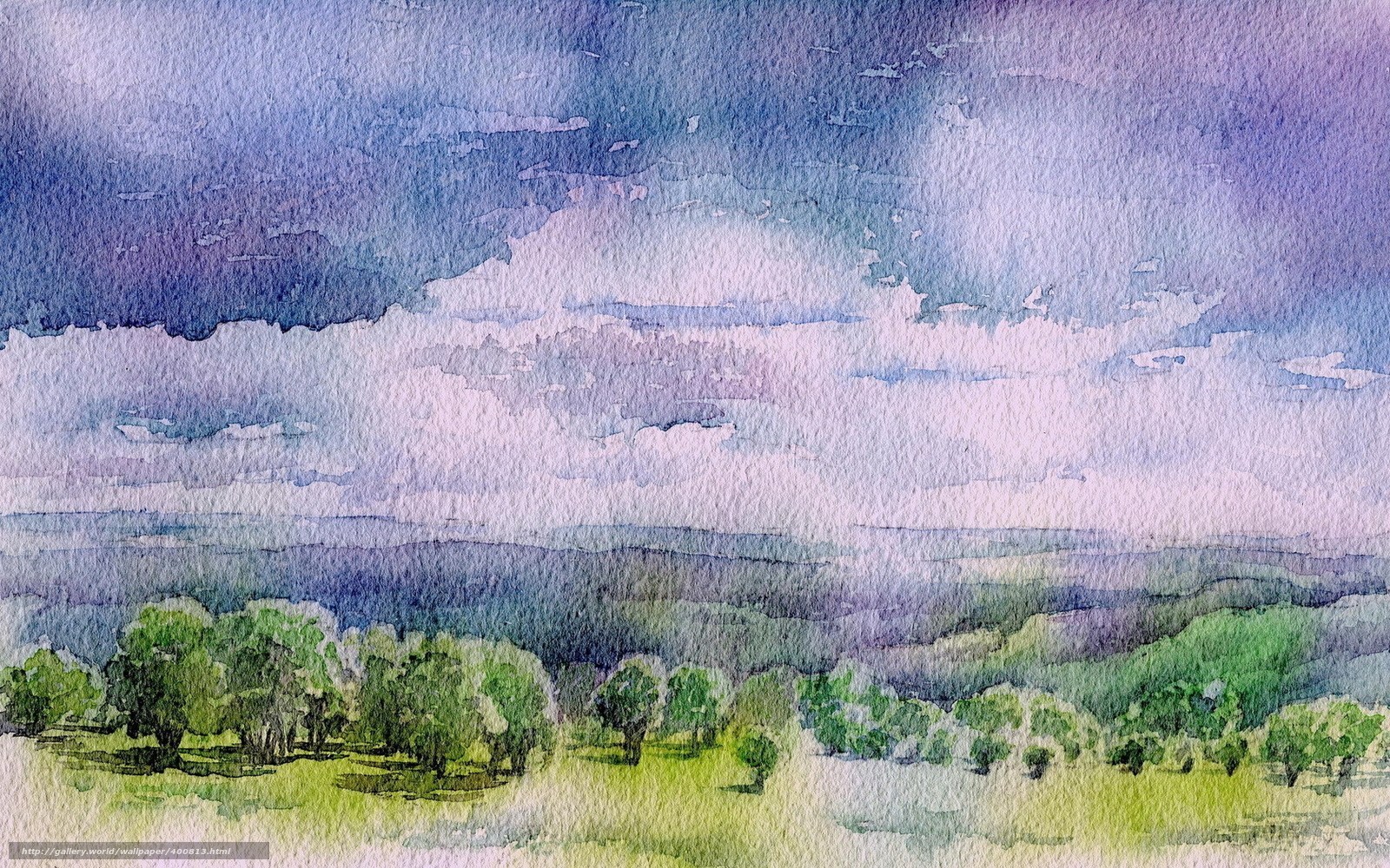 Watercolor landscape painting