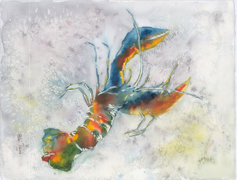 Watercolor lobster painting
