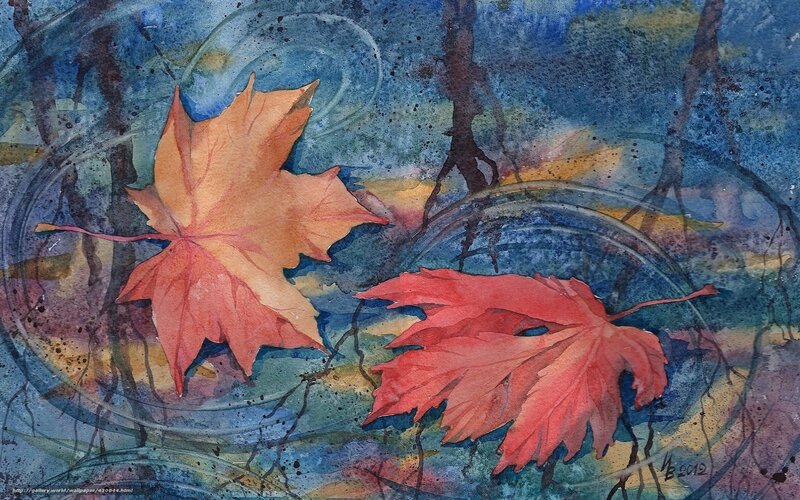 Watercolor maple leaves