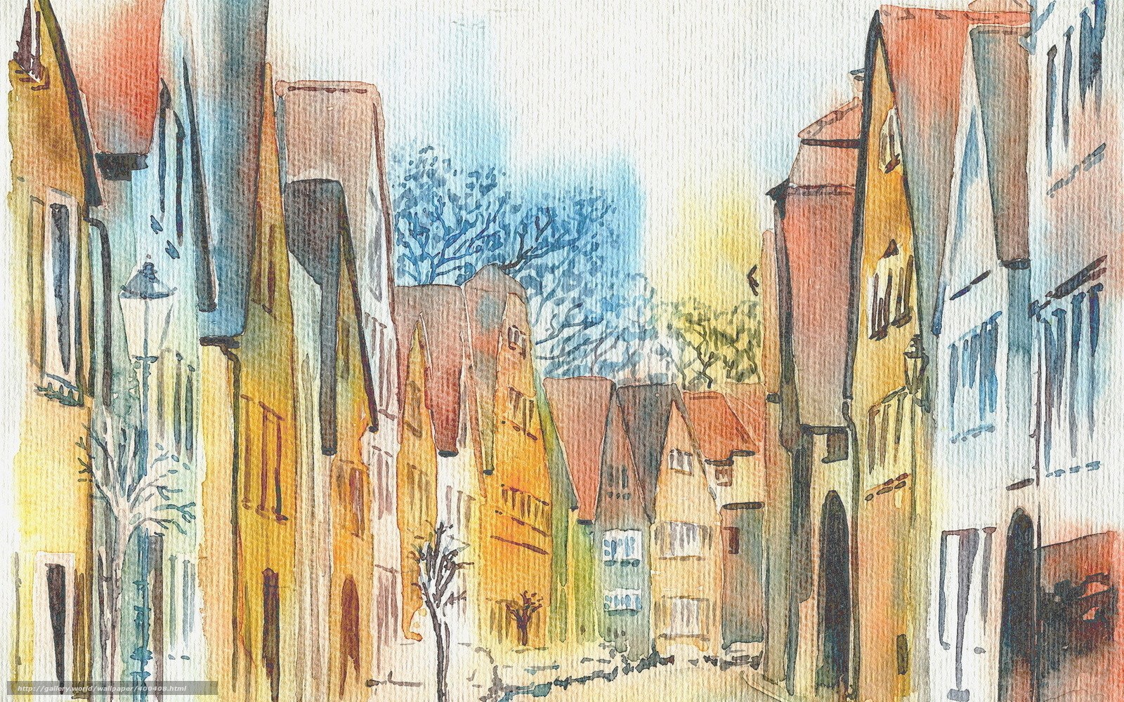 Watercolor of a European street