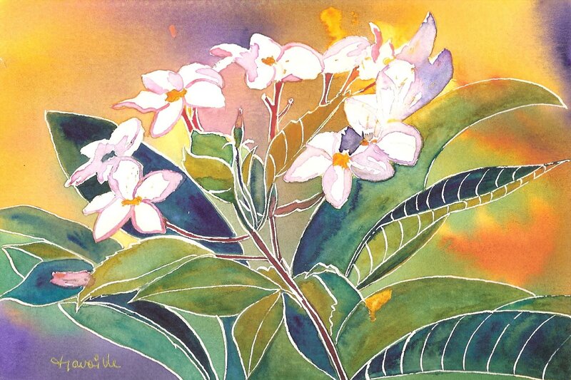 Watercolor of white flowers