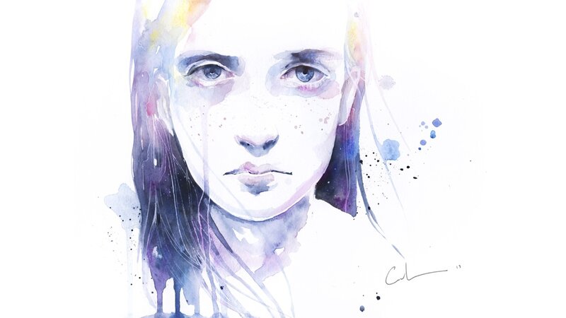 watercolor portrait of a girl