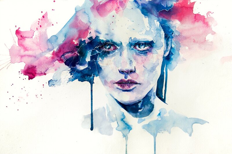 Watercolor portrait of a woman