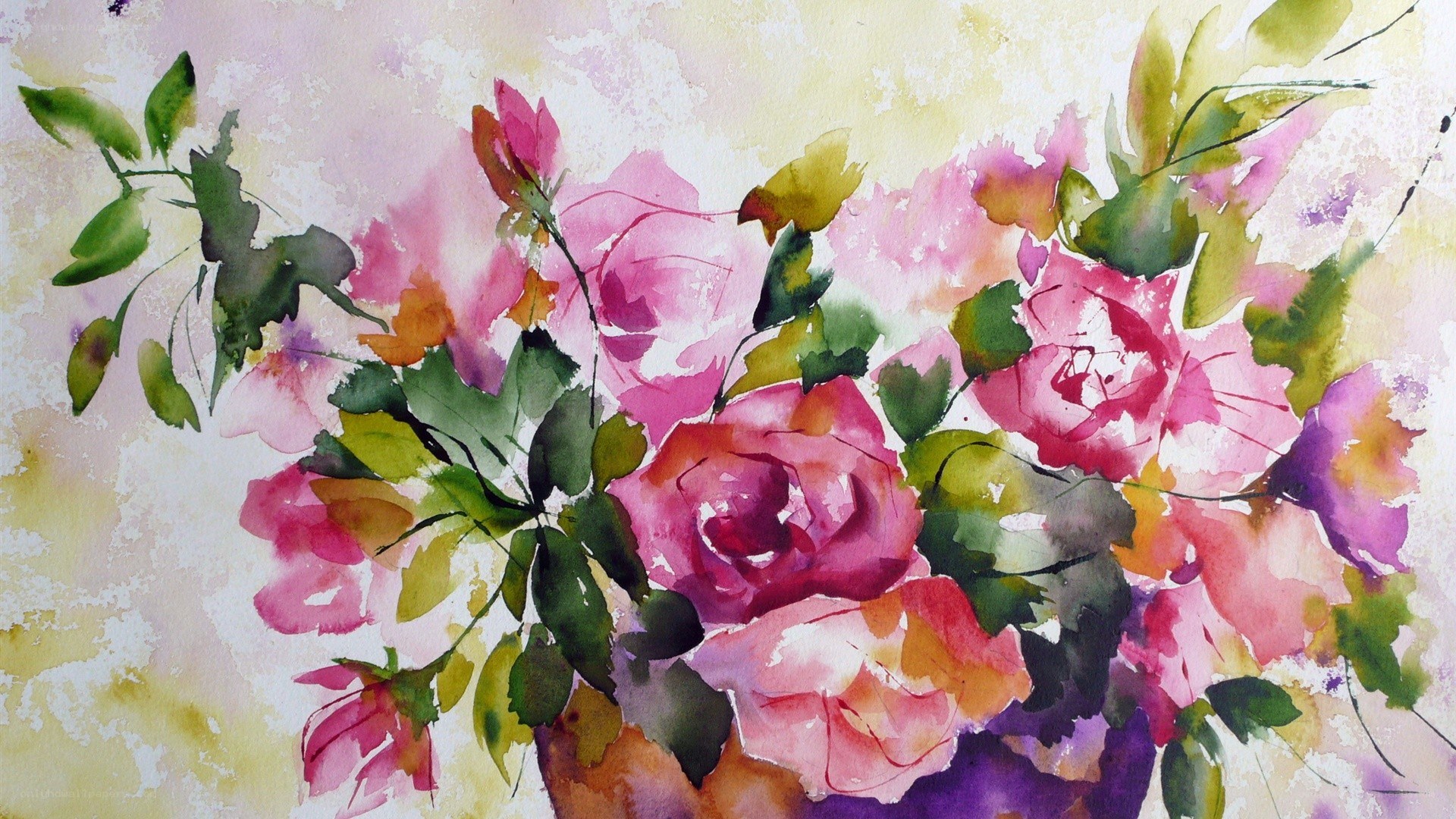 Watercolor rose bouquet