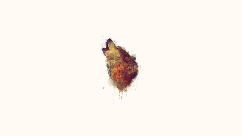 Watercolor wolf howling