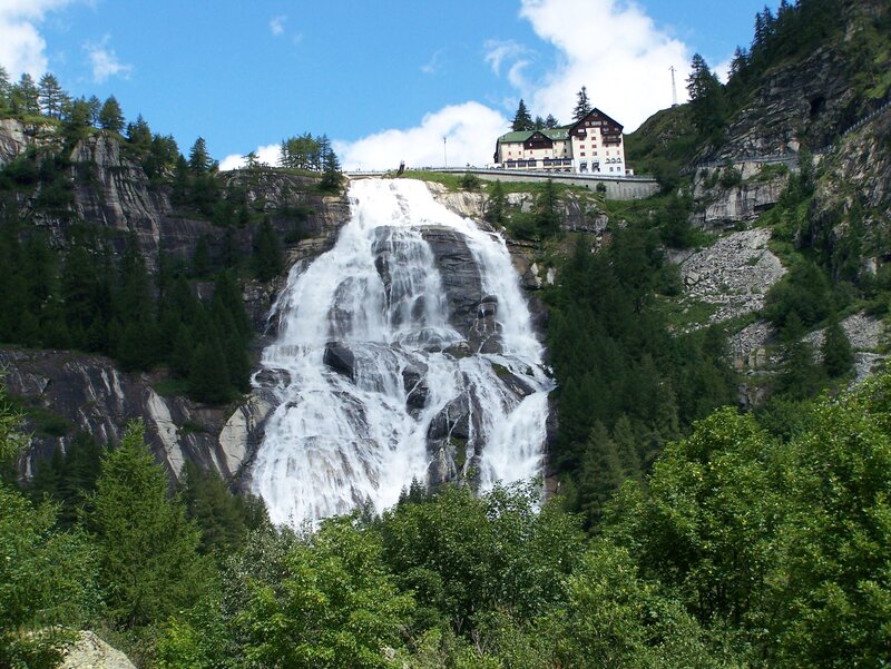 Waterfall and Building