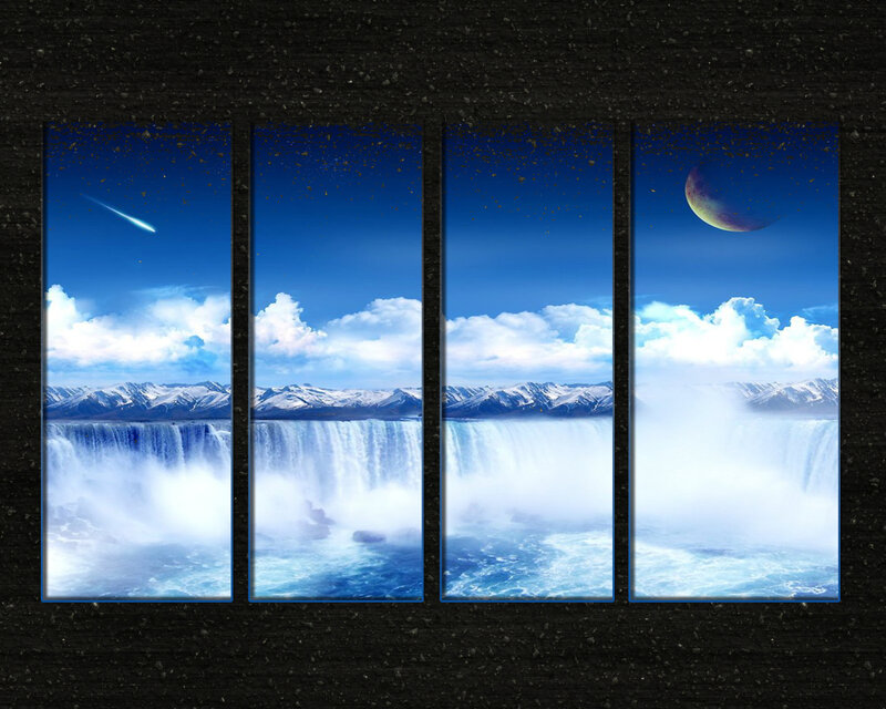 Waterfall and mountain landscape