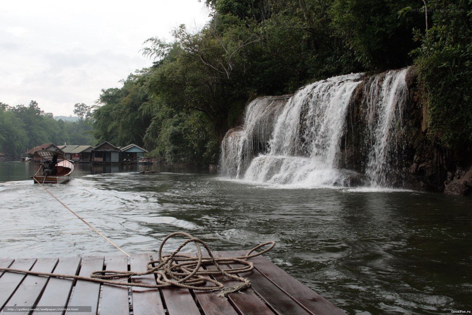 Waterfall and river village