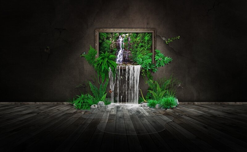 Waterfall art installation