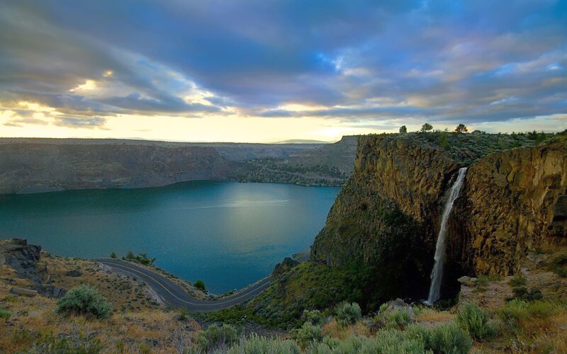 Waterfall at a canyon lake