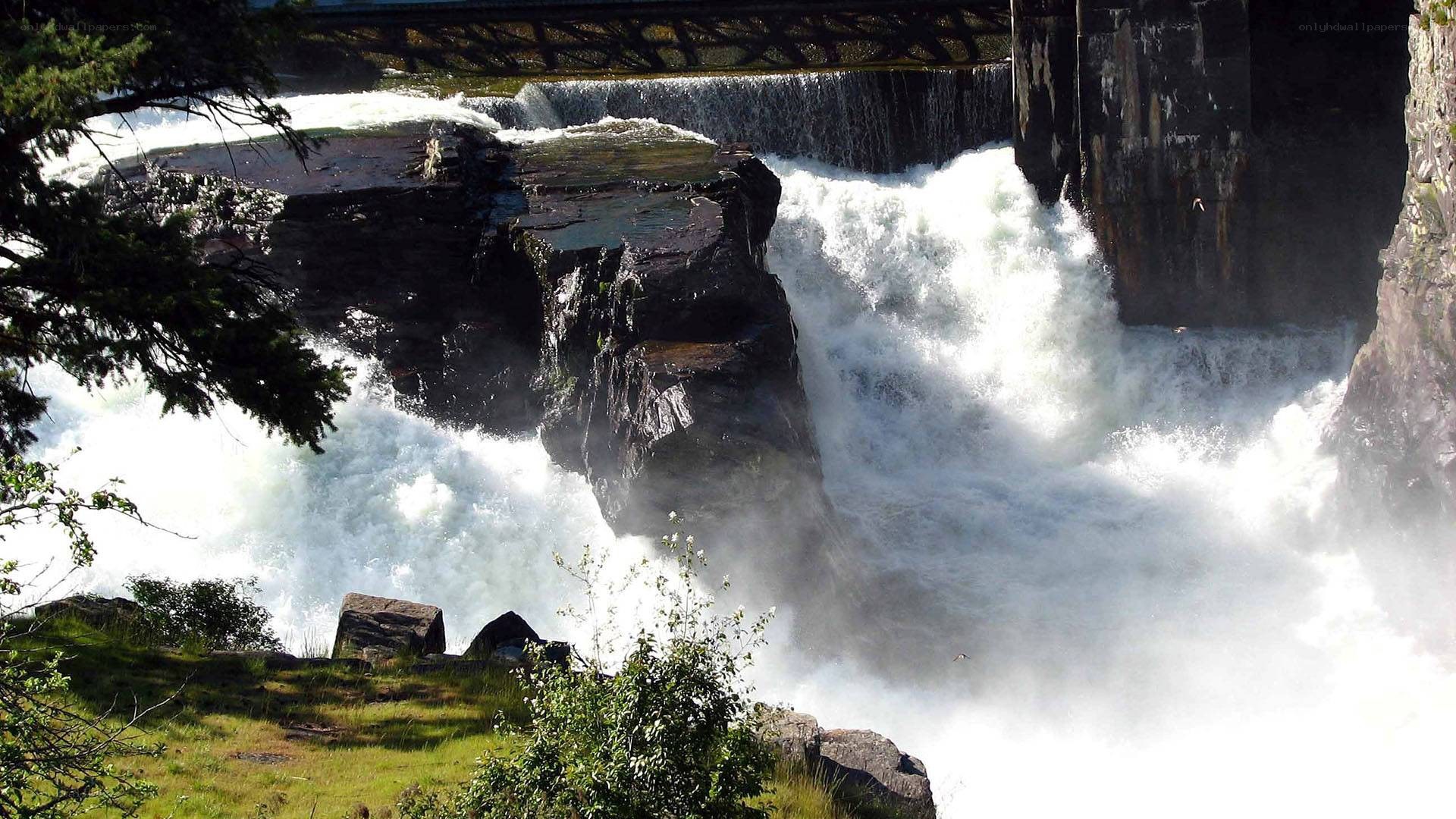 Waterfall at a dam