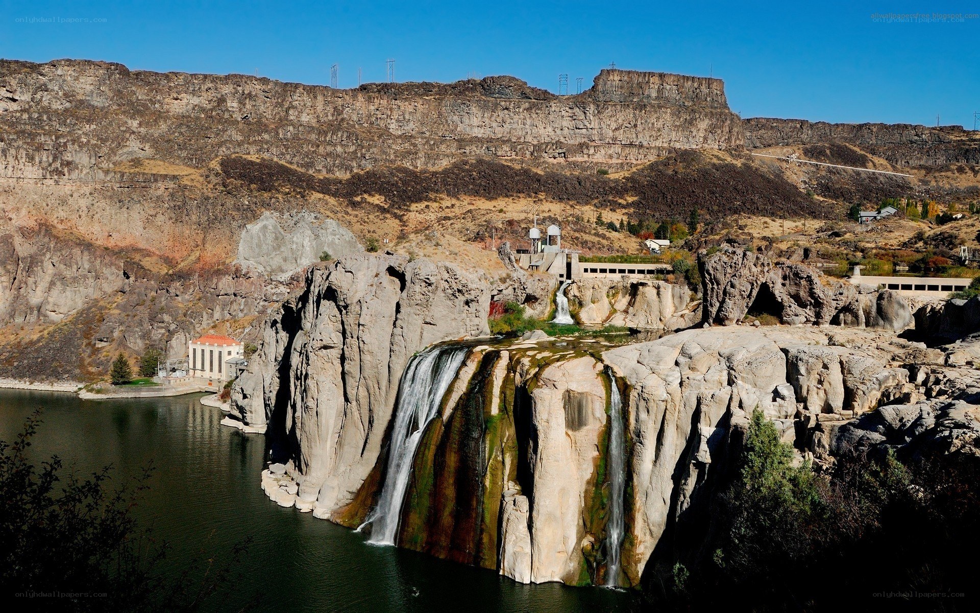 Waterfall at a dam site