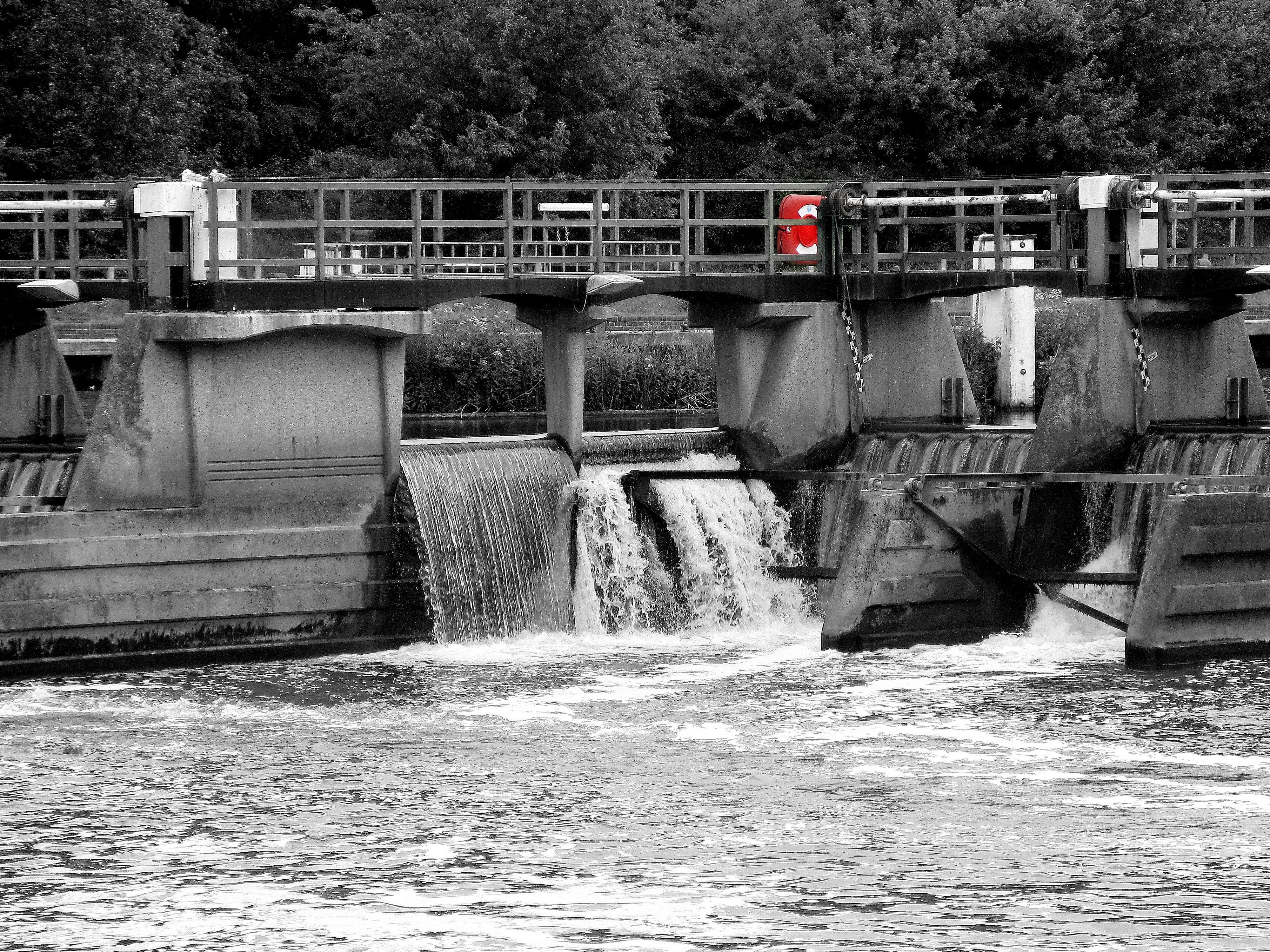 Waterfall at a dam structure