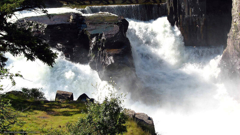 Waterfall at a dam