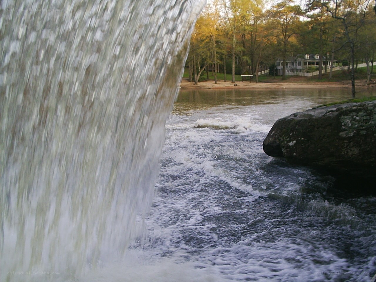 Waterfall at a lakeside