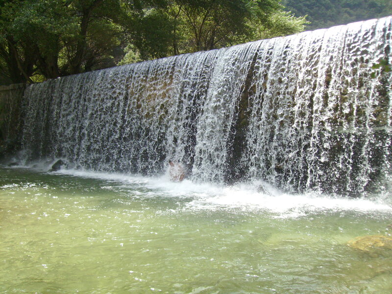 Waterfall at a river dam