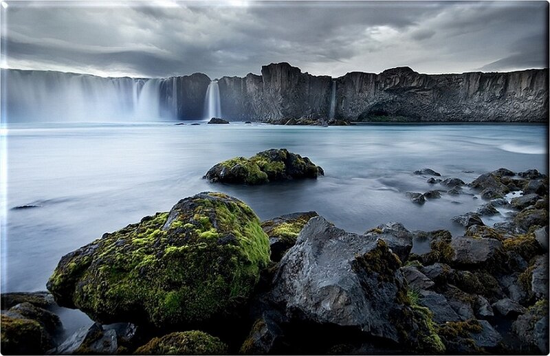 Waterfall at a rocky coast